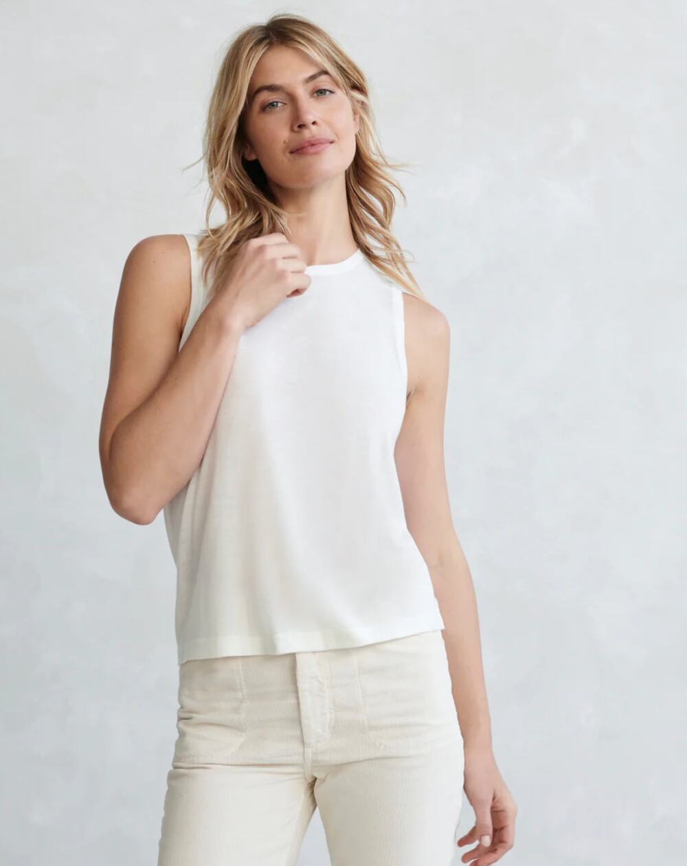 Jenni Kayne Easy Cream Sleeveless Cotton Tank Shirt Size XXL